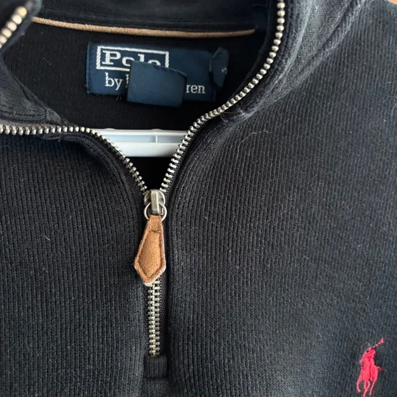 Polo by Ralph Lauren Black Ribbed Quarter Zip Pullover Sweater Size L - Picture 11 of 11